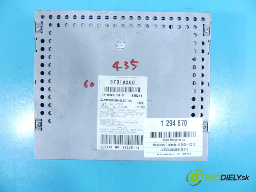 Mitsubishi Outlander II 2006-2013 2.0 DI-D 140 HP manual 103 kW 1968 cm3 5- Radio originál 8701A260