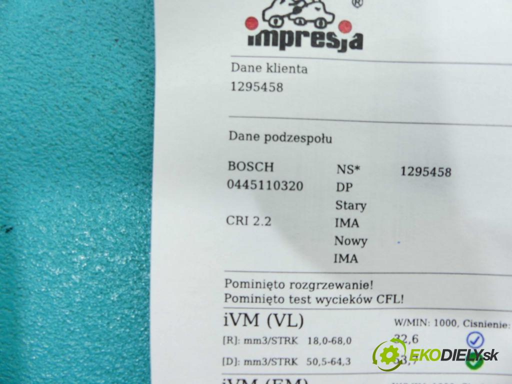 Hyundai I30 I 2007-2012 1.6 crdi 116 HP manual 85 kW 1582 cm3 5- vstrek 0445110320 (Vstrekovače)