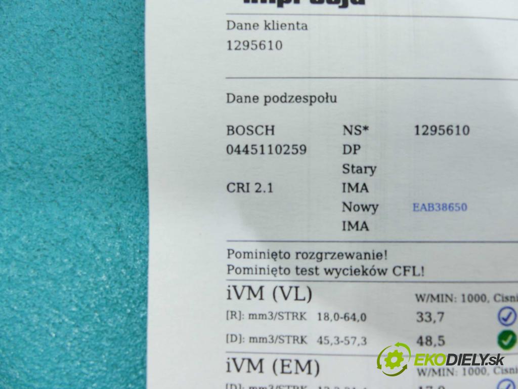 Peugeot 407 1.6 hdi 109 HP manual 80 kW 1560 cm3 5- vstrek 0445110259 (Vstrekovače)