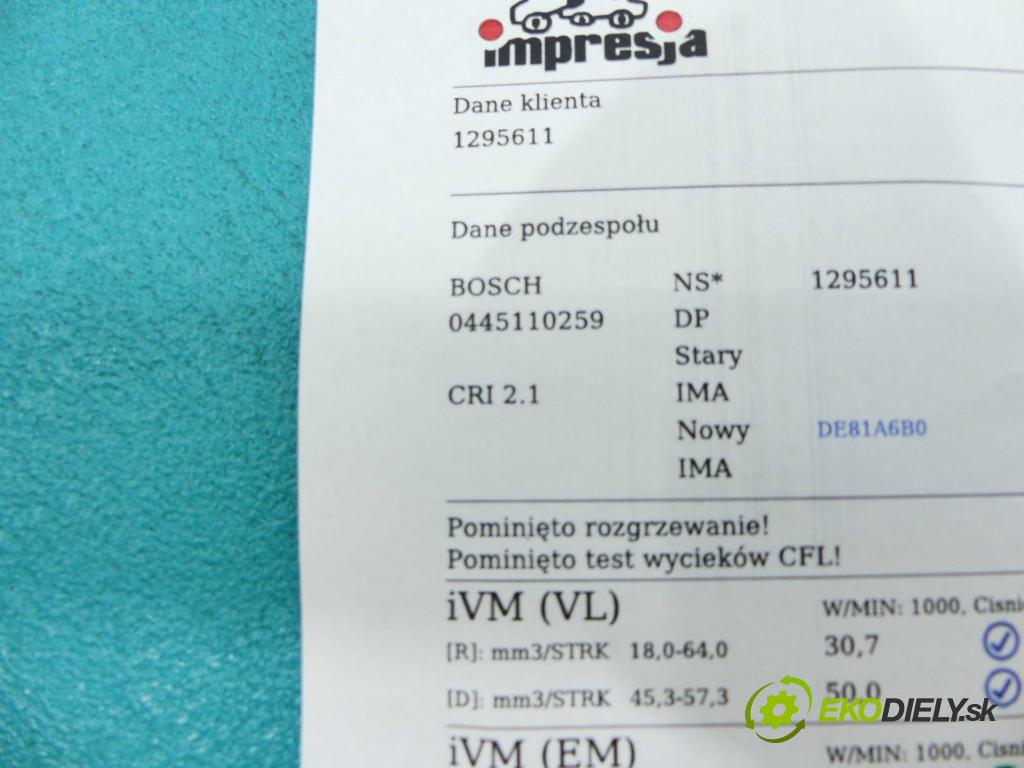 Peugeot 407 1.6 hdi 109 HP manual 80 kW 1560 cm3 5- vstrek 0445110259 (Vstrekovače)