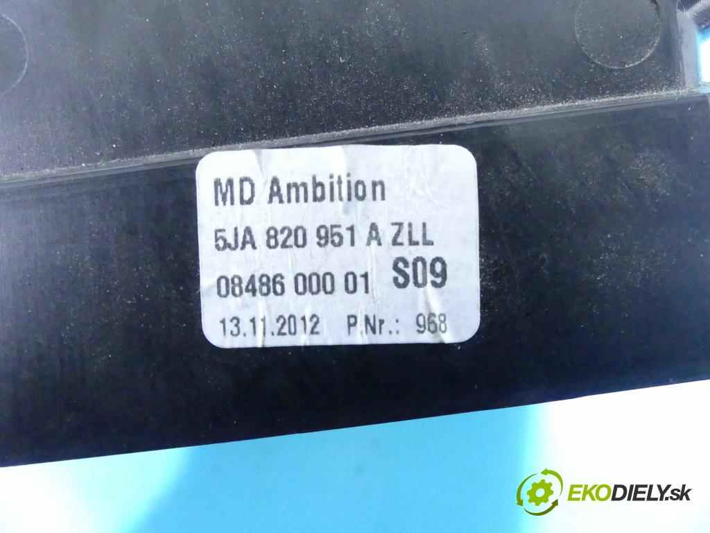 Skoda Rapid 2012-2019 1.2 TSI 105 HP manual 77 kW 1197 cm3 5- Mřížka: kúrenia stredová 5JA820951A (Mriežky kúrenia (fukáre))