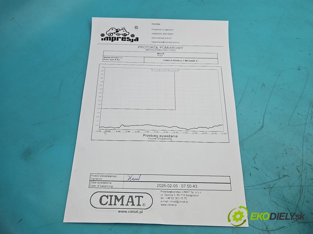 Renault Megane II 2003-2008 1.5 dci 86 HP manual 63 kW 1461 cm3 5- turbodúchadlo, turbo repasovaná 54359700012