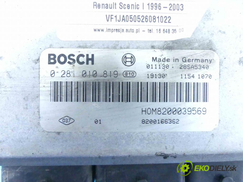 Renault Scenic I 1996-2003 1.9 dci 102 HP manual 75 kW 1870 cm3 5- Jednotka riadiaca 0281010819