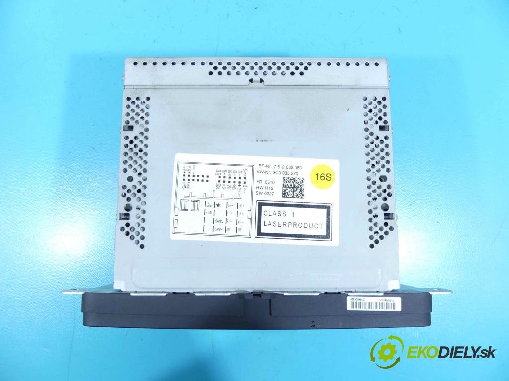 Vw Golf VI 2008-2013 1.6 tdi 105 HP manual 77 kW 1598 cm3 5- Radio originál 3C0035270