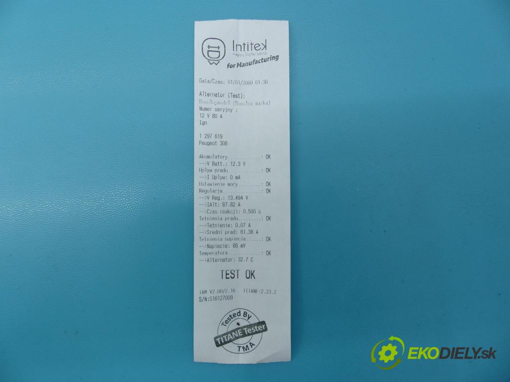 Peugeot 306 1.6 8v 88 hp manual 65 kW 1587 cm3 5- Alternator  (Alternátory)