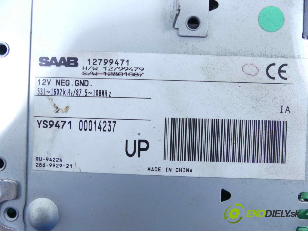 Saab 9-3 II 2002-2012 2.0 T 150 HP manual 110 kW 1998 cm3 4- Zesilovač: 12799471 (Zosilňovače)