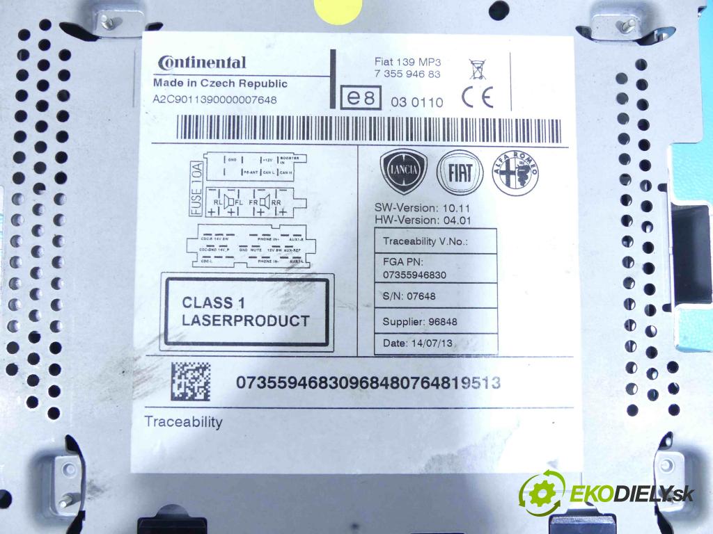 Fiat Panda III 2011- 1,3.0 jtd 75 HP manual 55 kW 1248 cm3 5- Radio originál 735594683