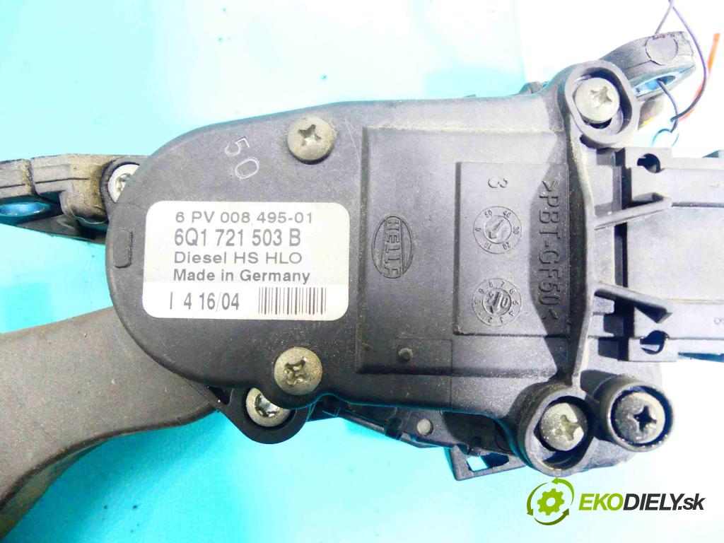 Seat Ibiza III 6L 2002-2008 1.4 tdi 75 HP manual 55 kW 1422 cm3 3- pedále 6Q1721503B (Pedále)