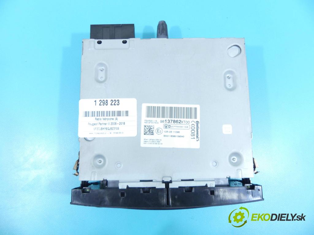 Peugeot Partner II 2008-2018 1.6 hdi 99 HP manual 73 kW 1560 cm3 5- Radio originál 98137862XT
