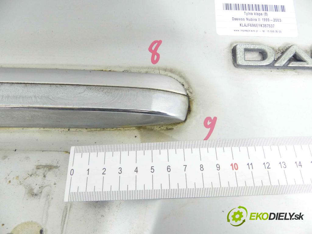 Daewoo Nubira II 1999-2003 1.6 16v 106 hp manual 77,8 kW 1598 cm3 4- zadní kufrové dveře  (Zadní kapoty)