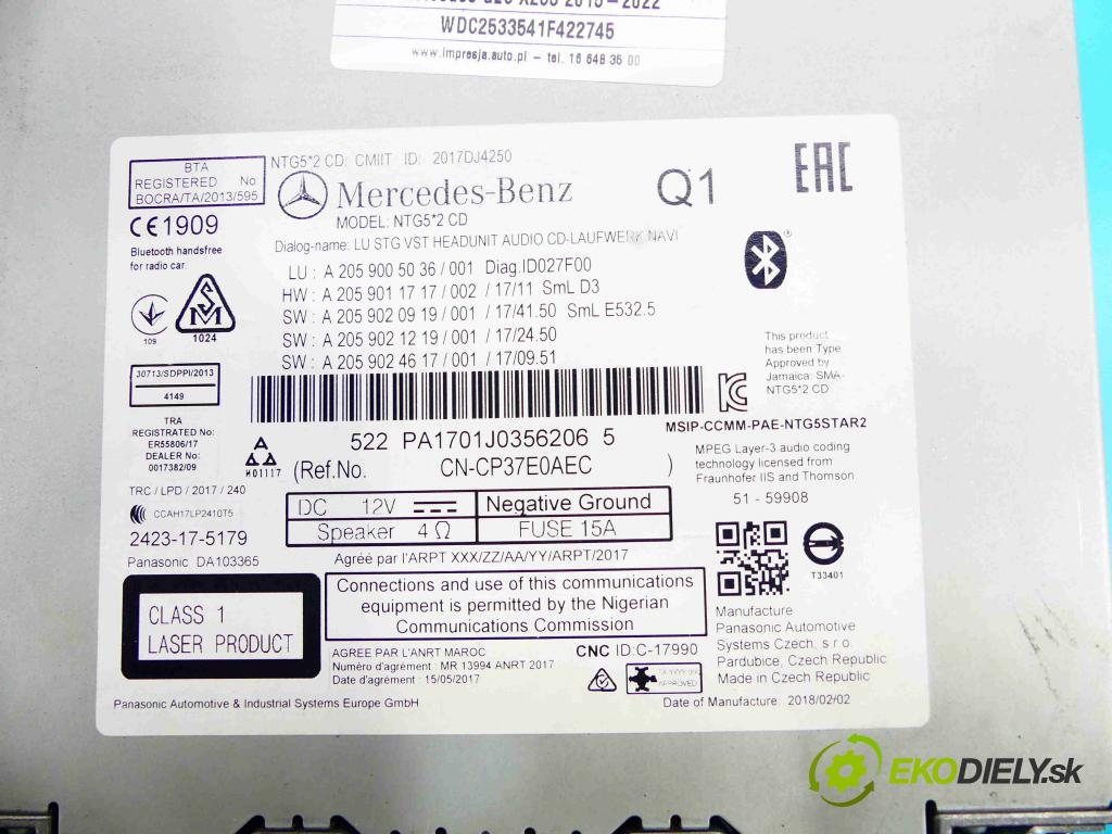 Mercedes GLC coupe X253 2015-2022 2.0 T 211KM automatic 155 kW 1991 cm3 5- Radio originál A2059005036