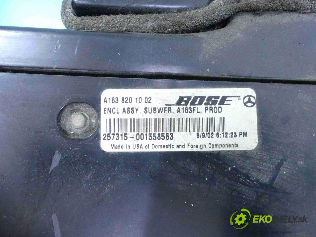 Mercedes ML W163 1997-2005 4.0 CDI V8 250 HP automatic 184 kW 3996 cm3 5- Subwoofer: A1638201002 (Audio zariadenia)
