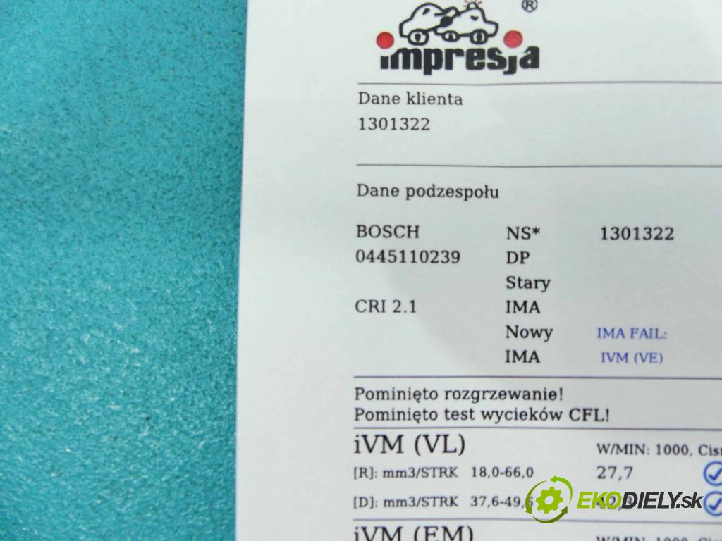 Ford Focus Mk2 2004-2011 1.6 tdci 90 HP manual 66 kW 1560 cm3 5- vstrek 0445110239 (Vstrekovače)