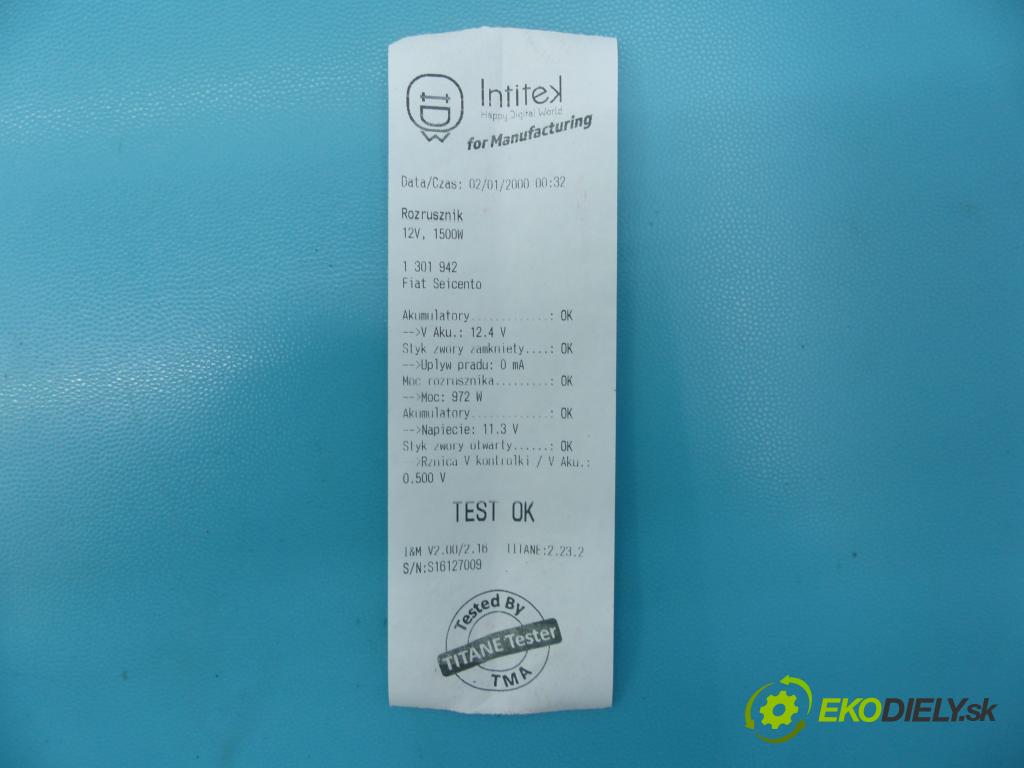 Fiat Seicento 1.1 54 HP manual 40 kW 1108 cm3 3- štartér 63101002 (Štartéry)