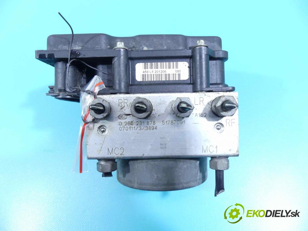 Fiat Punto Grande 1,3.0 jtd 75 HP manual 55 kW 1248 cm3 3- čerpadlo abs 0265231878 (Pumpy ABS)