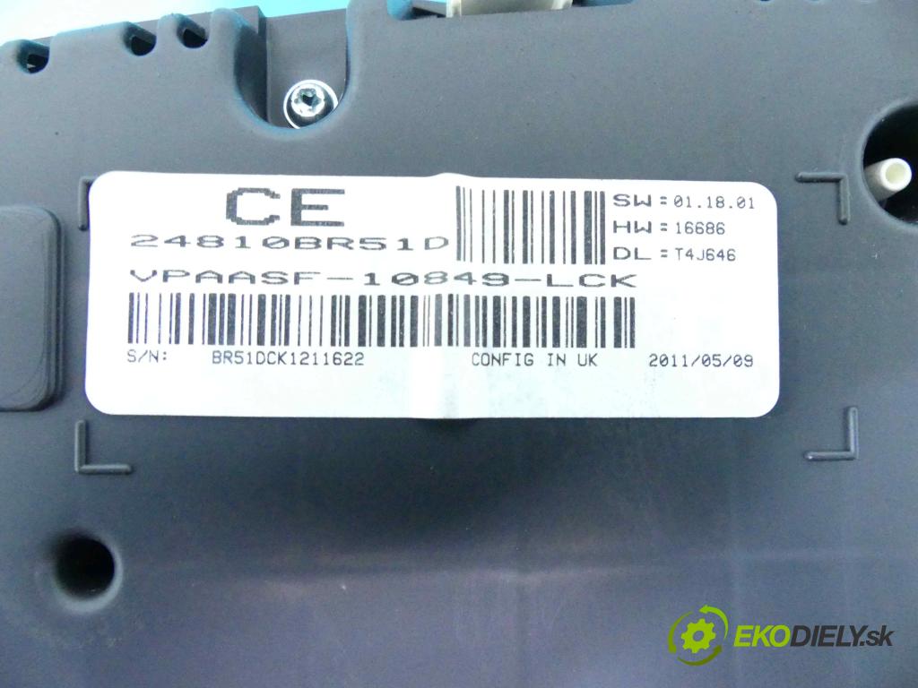 Nissan Qashqai I J10 2006-2013 2.0 dci 150 HP automatic 110 kW 1995 cm3 5- prístrojovka/ budíky 24810BR51D (Prístrojové dosky, displeje)