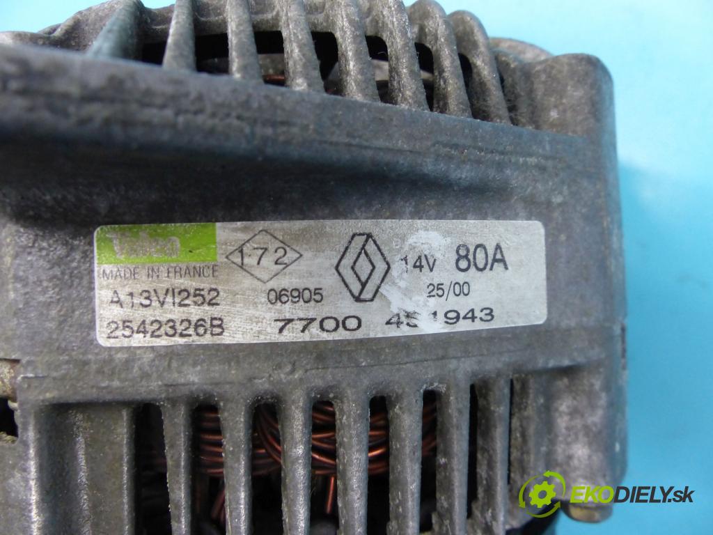 Renault Megane I 1995-2003 1.9d 64 hp manual 47 kW 1870 cm3 5- Alternator 7700451943 (Alternátory)