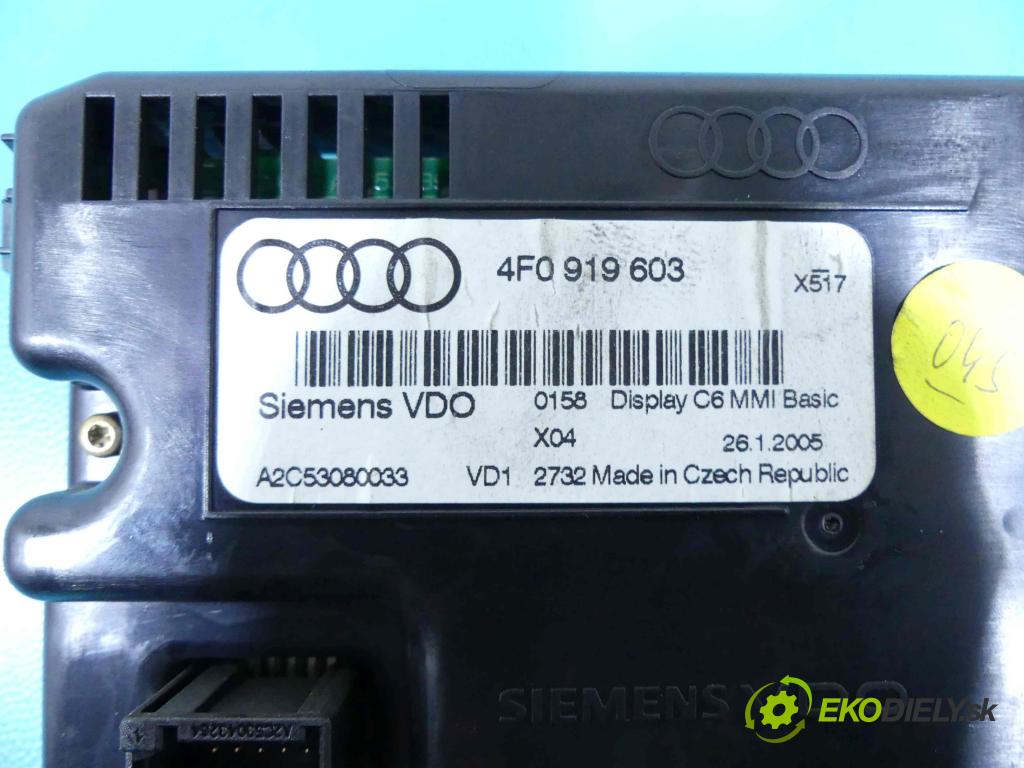 Audi A6 C6 2004-2011 3.0 tdi 224hp automatic 165 kW 2967 cm3 4- Zobrazit: 4F0919603 (Prístrojové dosky, displeje)