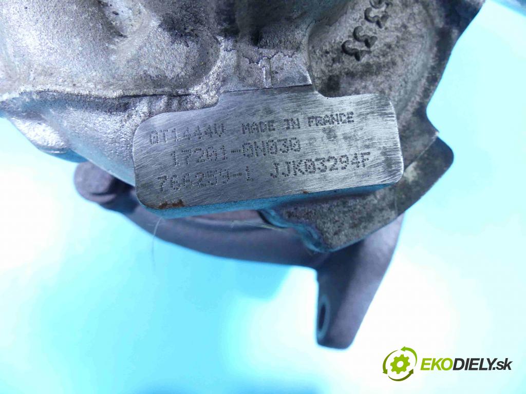 Toyota Yaris II 2005-2011 1.4 D4D 90 HP manual 66 kW 1364 cm3 5- turbodúchadlo, turbo 766259-1 (Turbodúchadlá (kompletné))