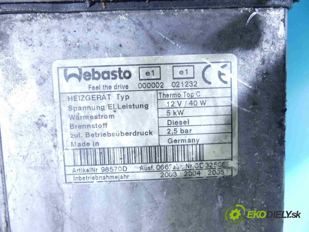 Rover 75 2.0 CDT 131 hp manual 96 kW 1951 cm3 5- Webasto 9004621B (Webasto ohřívače)