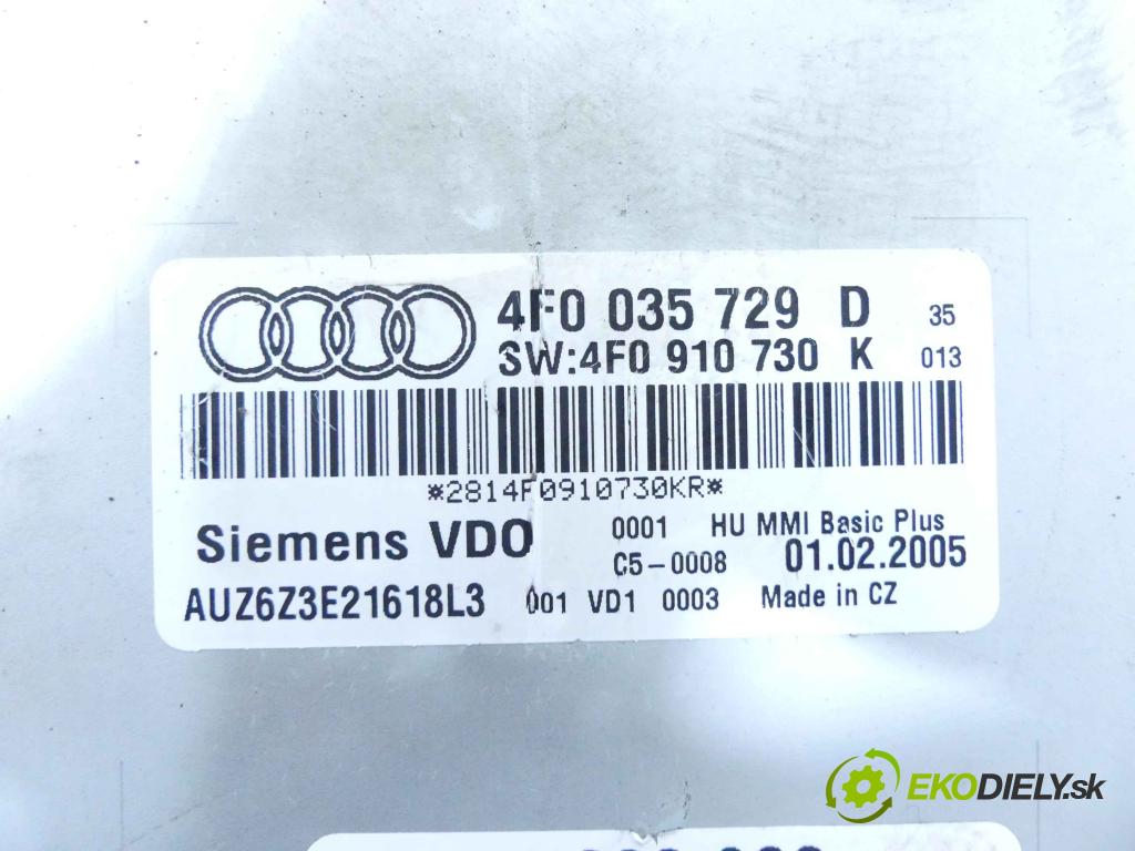 Audi A6 C6 2004-2011 3.0 tdi 224hp automatic 165 kW 2967 cm3 4- Menič: cd 4F0035729D (CD meniče)