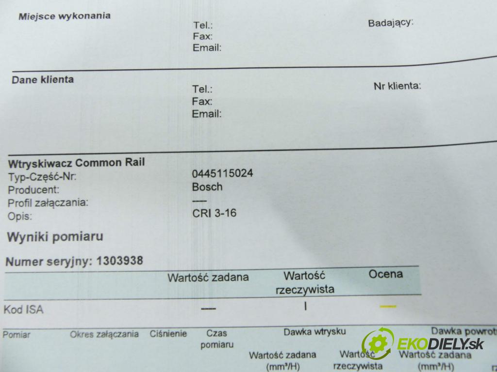 Audi A6 C6 2004-2011 3.0 tdi 224hp automatic 165 kW 2967 cm3 4- vstrek 0445115024 (Vstrekovače)