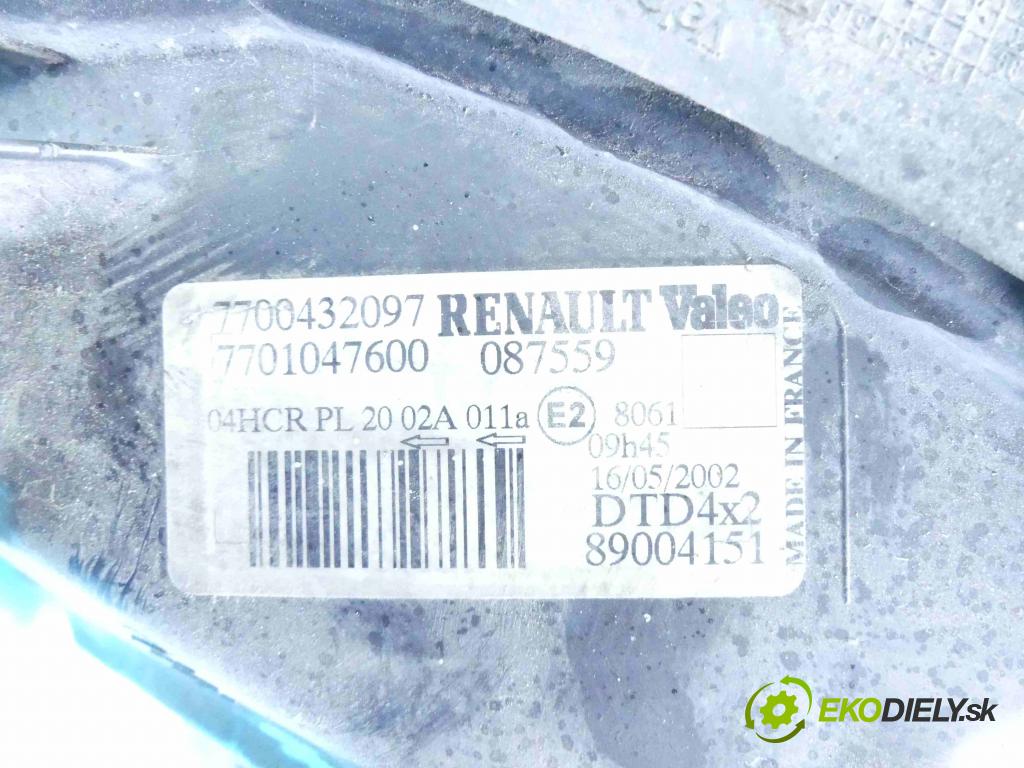 Renault Scenic I 1996-2003 1.9 dti 98 HP manual 72 kW 1870 cm3 5- Reflektor: pravý 7700432097 (Pravé)