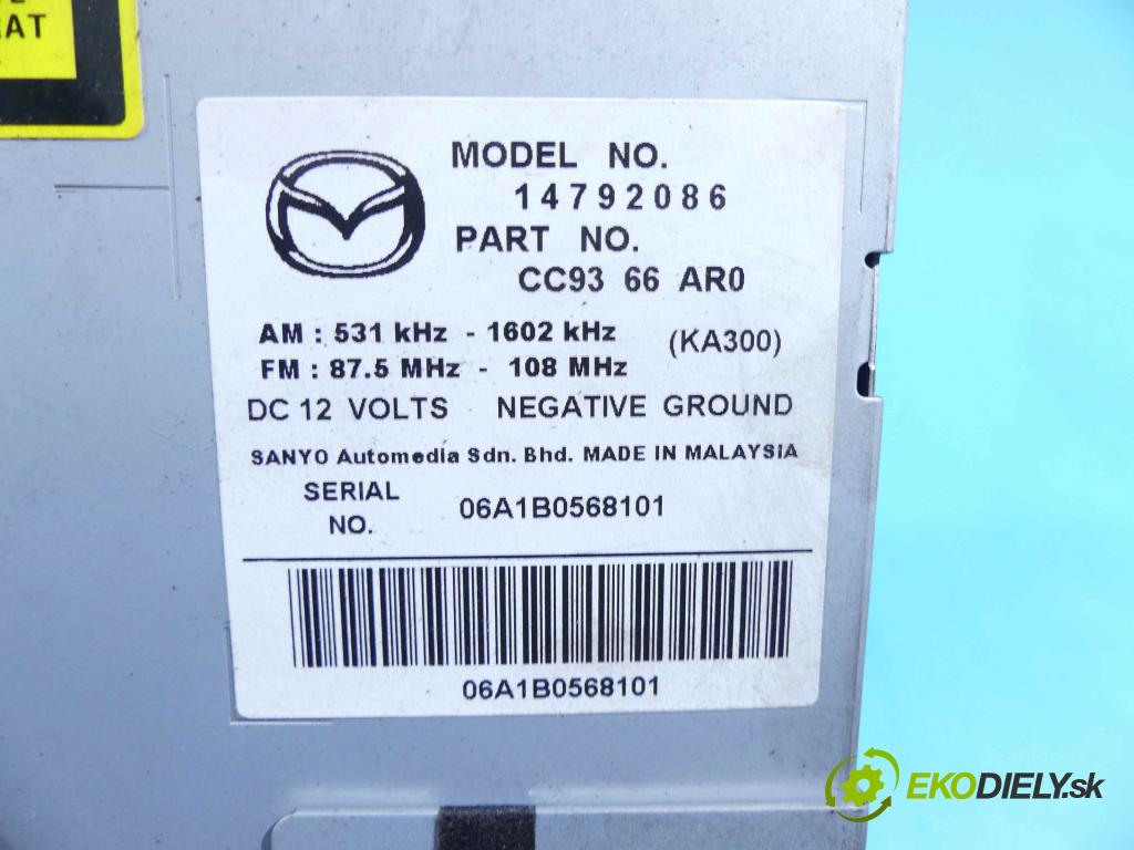 Mazda 5  2005-2010 2.0 16v 145 HP manual 107 kW 1999 cm3 5- Radio originál CC9366AR0