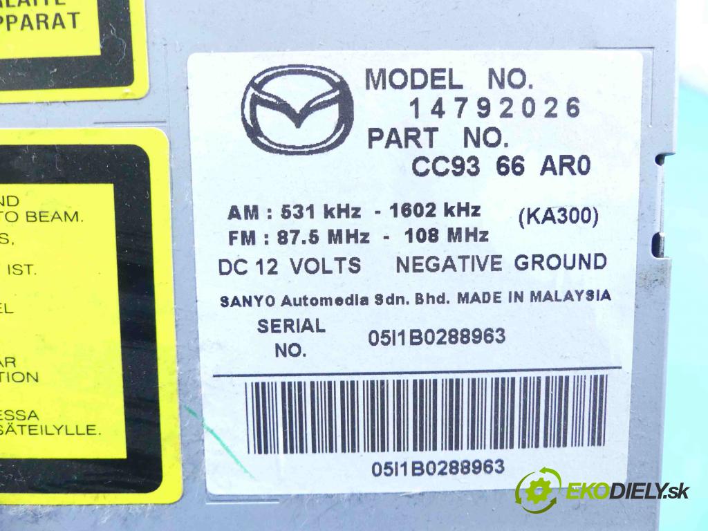 Mazda 5  2005-2010 2.0 16v 145 HP manual 107 kW 1999 cm3 5- Radio originál CC9366AR0