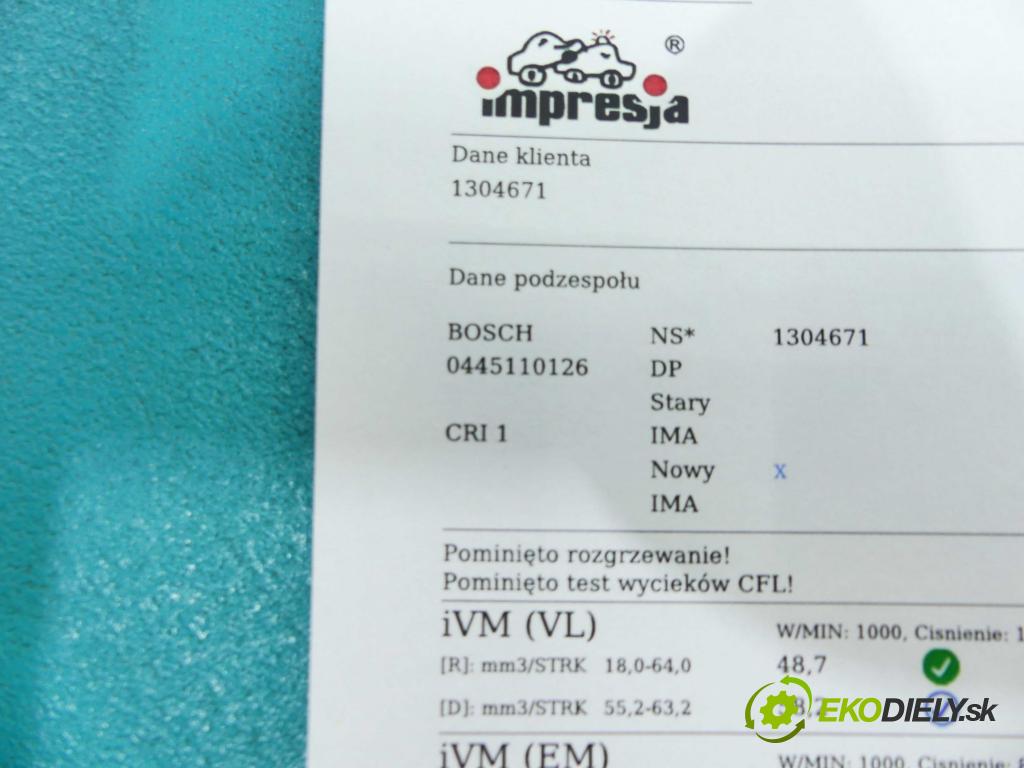 Kia Cerato 2004-2008 2.0 crdi 113 HP manual 83 kW 1991 cm3 5- vstrek 0445110126 (Vstrekovače)