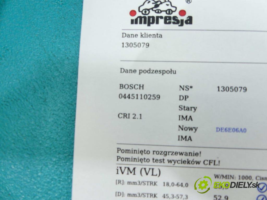 Peugeot 307 1.6 hdi 109 HP manual 80 kW 1560 cm3 5- vstrek 0445110259 (Vstrekovače)