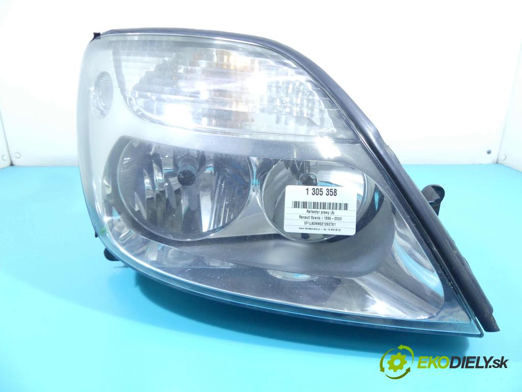 Renault Scenic I 1996-2003 1.9 dti 98 HP manual 72 kW 1870 cm3 5- Reflektor: pravý 7700432097 (Pravé)