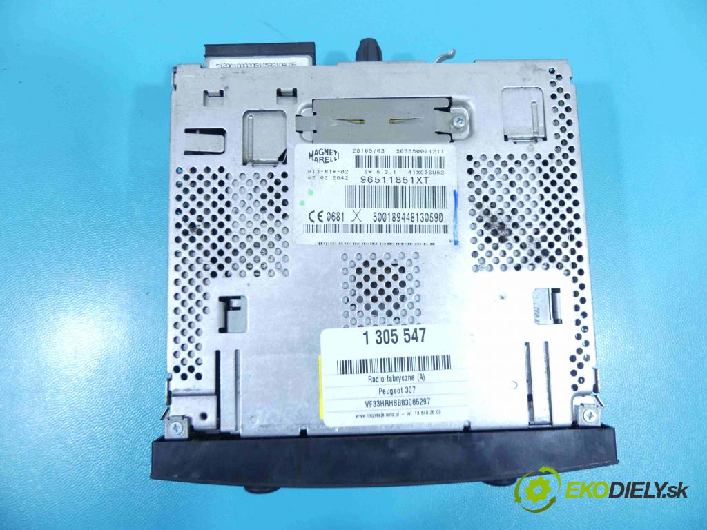 Peugeot 307 2.0 hdi 107 HP manual 79 kW 1997 cm3 5- Radio originál 96511851XT