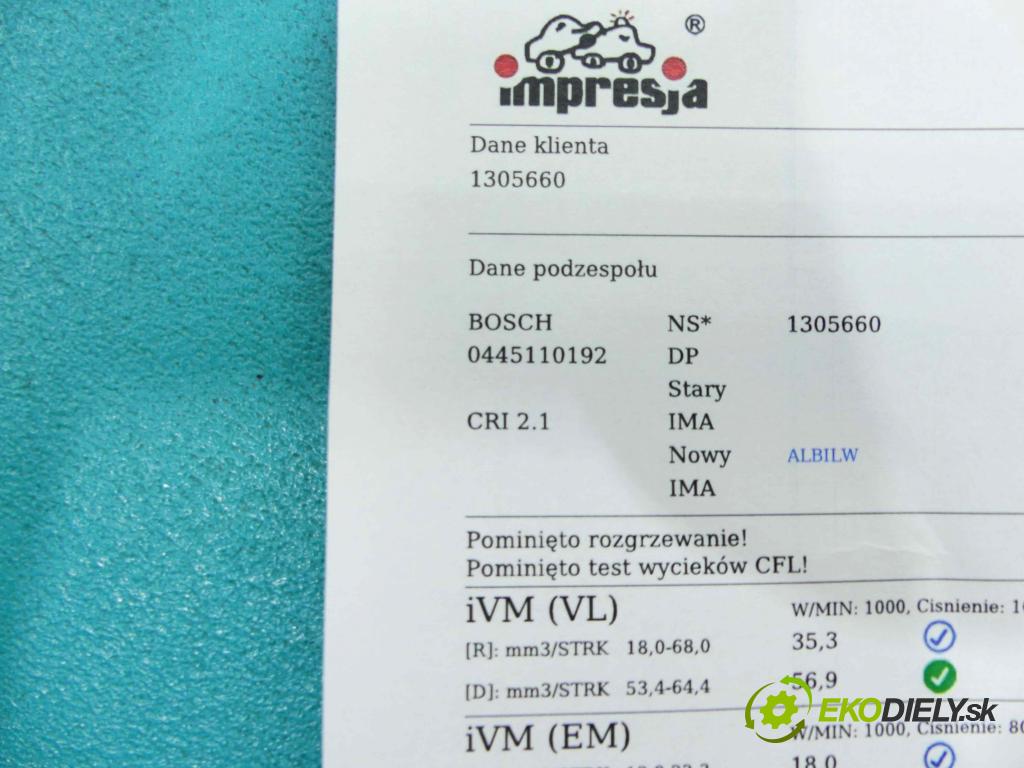 Mercedes Vito W639 2003-2014 2,2.0 cdi 150 HP manual 110 kW 2148 cm3 5- vstrek 0445110192 (Vstrekovače)