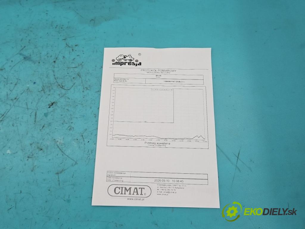Fiat Doblo I 2001-2010 1.3 jtd 75 hp manual 55 kW 1248 cm3 5- Turbodmychadlo repasováno 54359710005