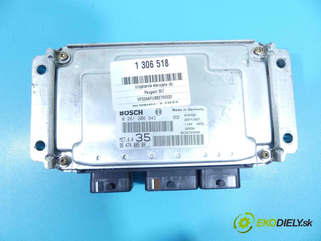 Peugeot 307 1.6 16v 109 HP manual 80 kW 1587 cm3 3- Jednotka riadiaca 0261206943