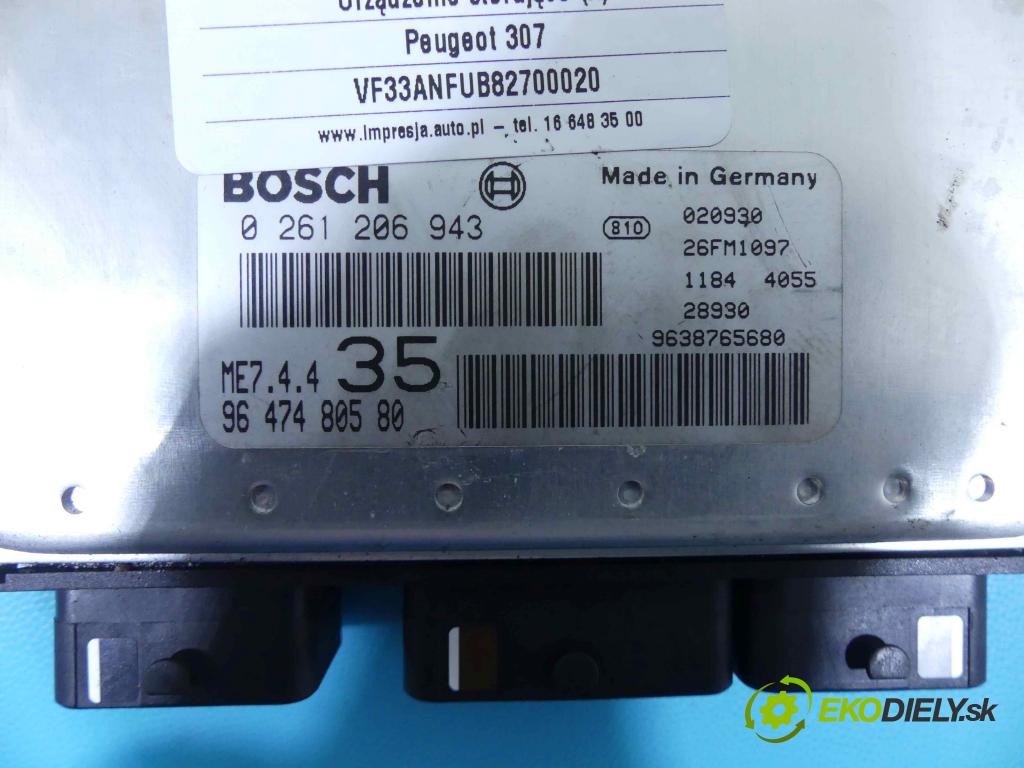 Peugeot 307 1.6 16v 109 HP manual 80 kW 1587 cm3 3- Jednotka riadiaca 0261206943