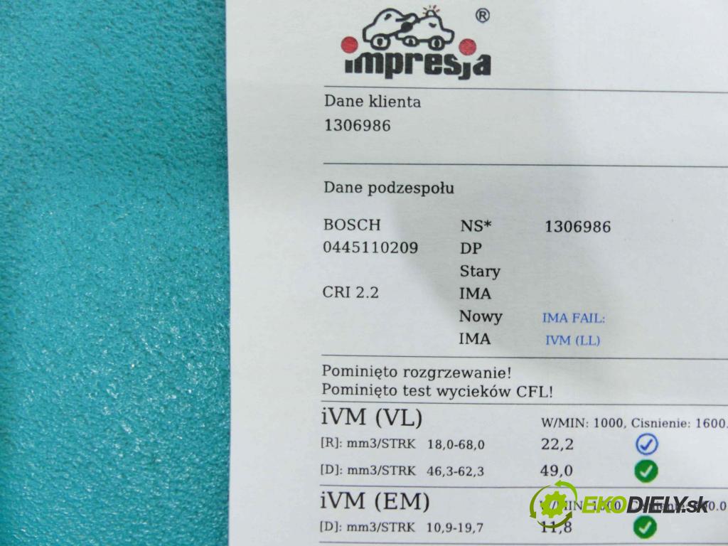 Bmw 3 E46 1998-2007 2.0d 116 HP manual 85 kW 1995 cm3 5- vstrek 0445110209 (Vstrekovače)