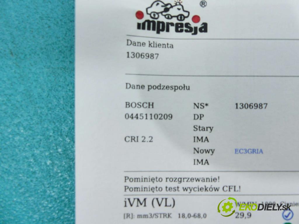 Bmw 3 E46 1998-2007 2.0d 116 HP manual 85 kW 1995 cm3 5- vstrek 0445110209 (Vstrekovače)