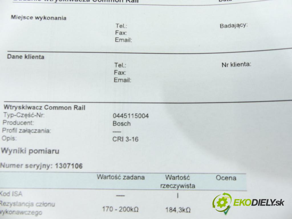 Audi A6 C6 2004-2011 3.0 TDI 224hp automatic 165 kW 2967 cm3 4- vstrek 0445115004 (Vstrekovače)