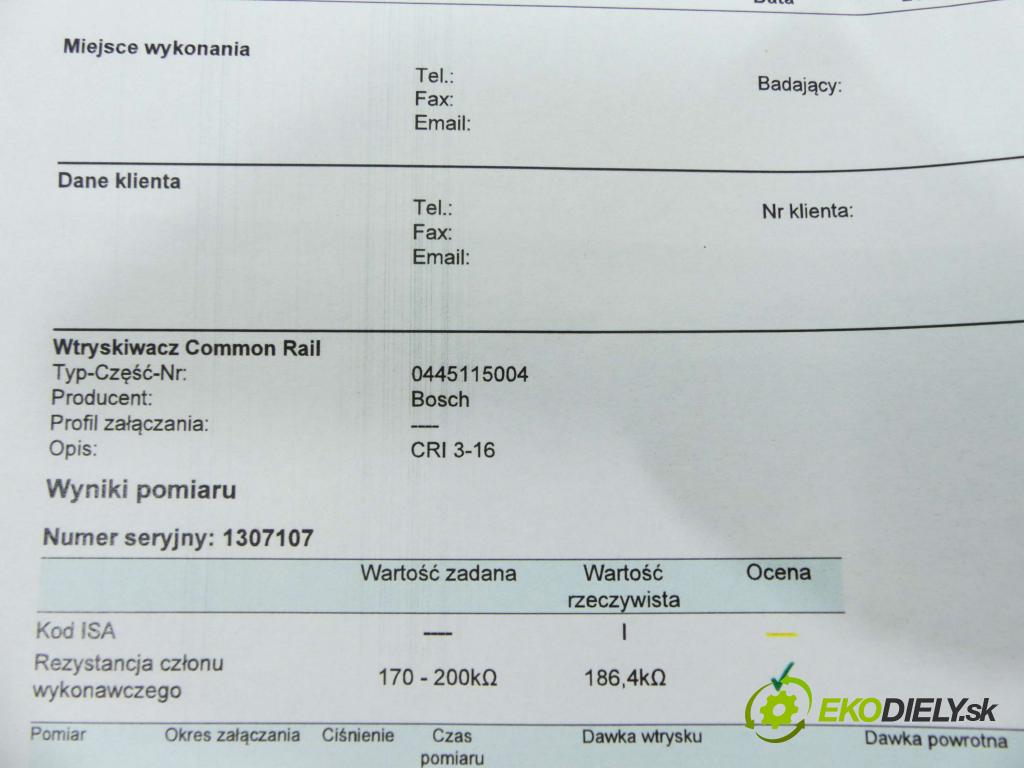 Audi A6 C6 2004-2011 3.0 TDI 224hp automatic 165 kW 2967 cm3 4- vstrek 0445115004 (Vstrekovače)