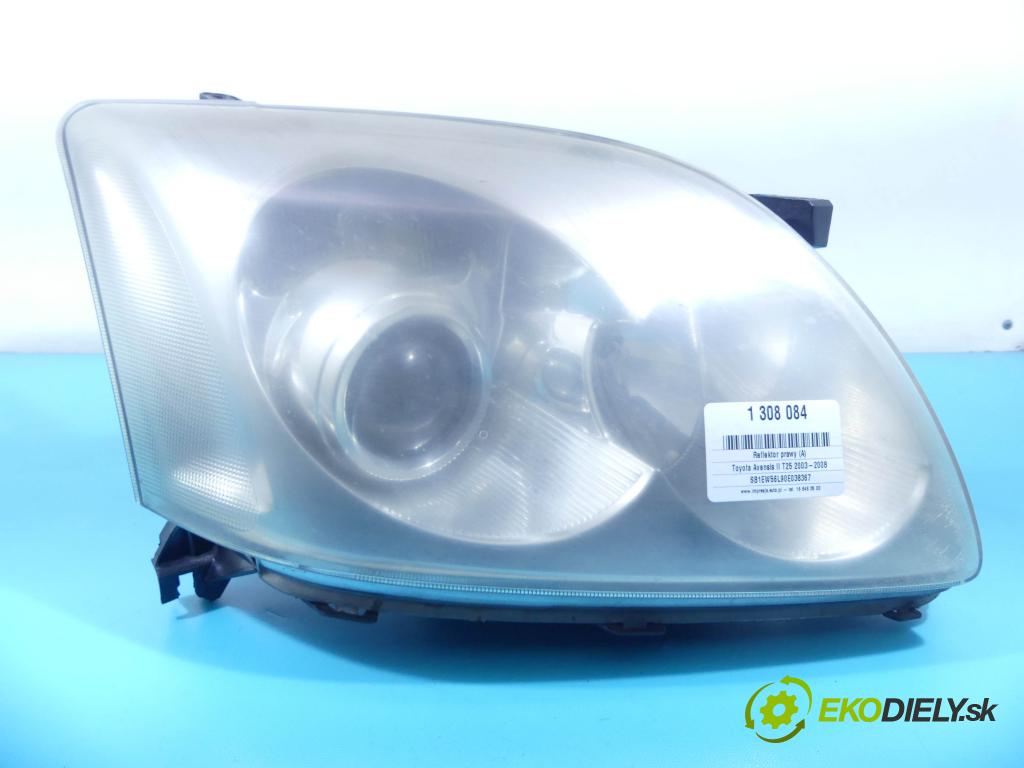 Toyota Avensis II T25 2003-2008 2.0 D4D 116 HP manual 85 kW 1995 cm3 5- Reflektor: pravý  (Pravé)