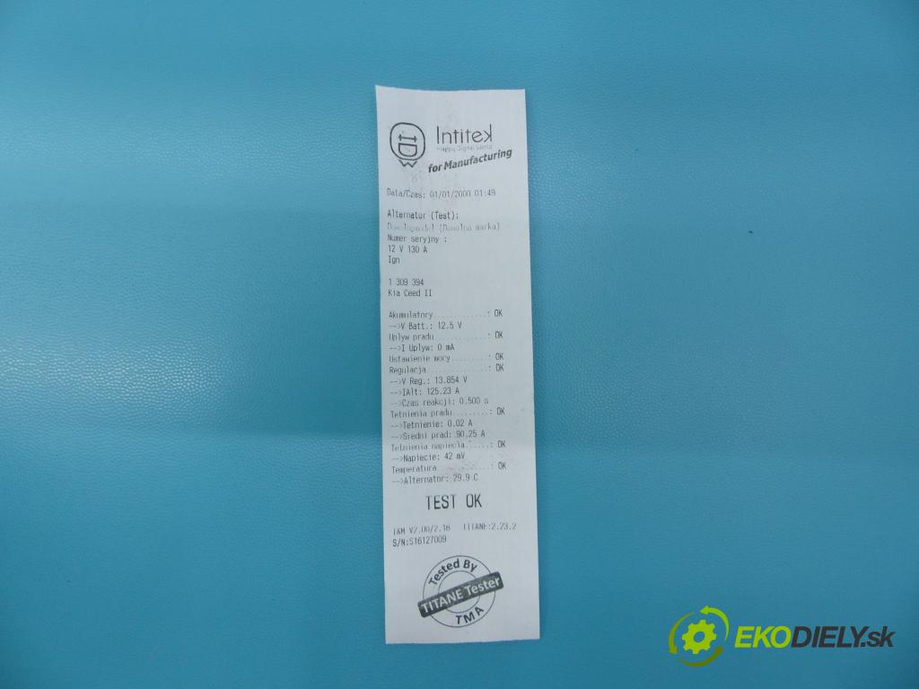 Kia Ceed II 2012-2018 1.6 crdi 128 hp manual 94 kW 1582 cm3 5- Alternator 37300-2A850 (Alternátory)