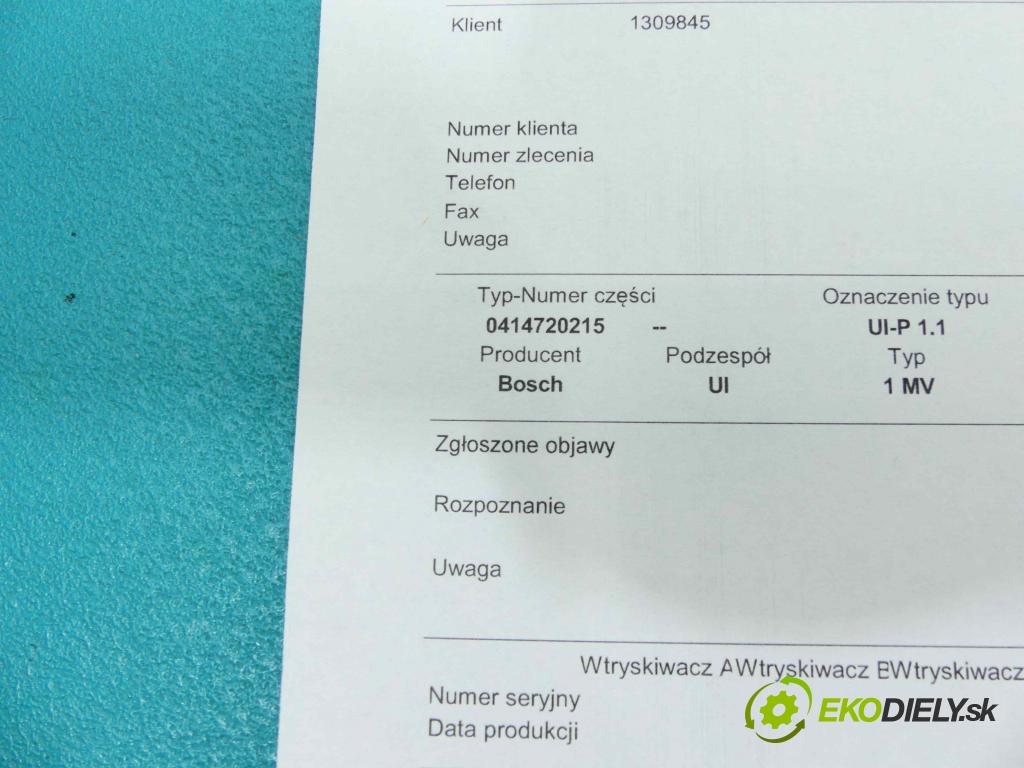 Skoda Fabia I 1999-2007 1.9 tdi 101 HP manual 74 kW 1896 cm3 5- vstrekovacie čerpadlo 0414720215 (Vstrekovače)