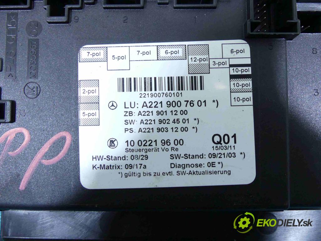 Mercedes S W221 2005-2013 2.1 cdi 204 HP automatic 150 kW 2143 cm3 4- modul riadiaca jednotka A2219007601 (Ostatné)