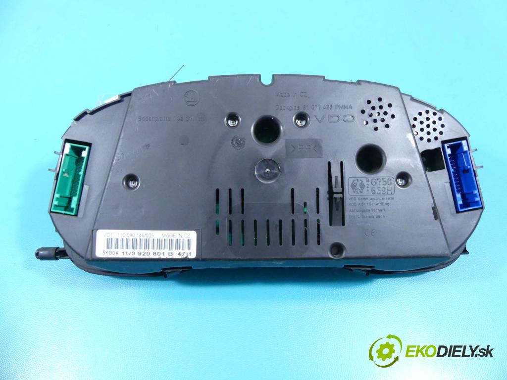 Skoda Octavia I 1996-2010 1.6 SR 101 HP manual 74 kW 1595 cm3 5- prístrojovka/ budíky 1U0920801B (Prístrojové dosky, displeje)