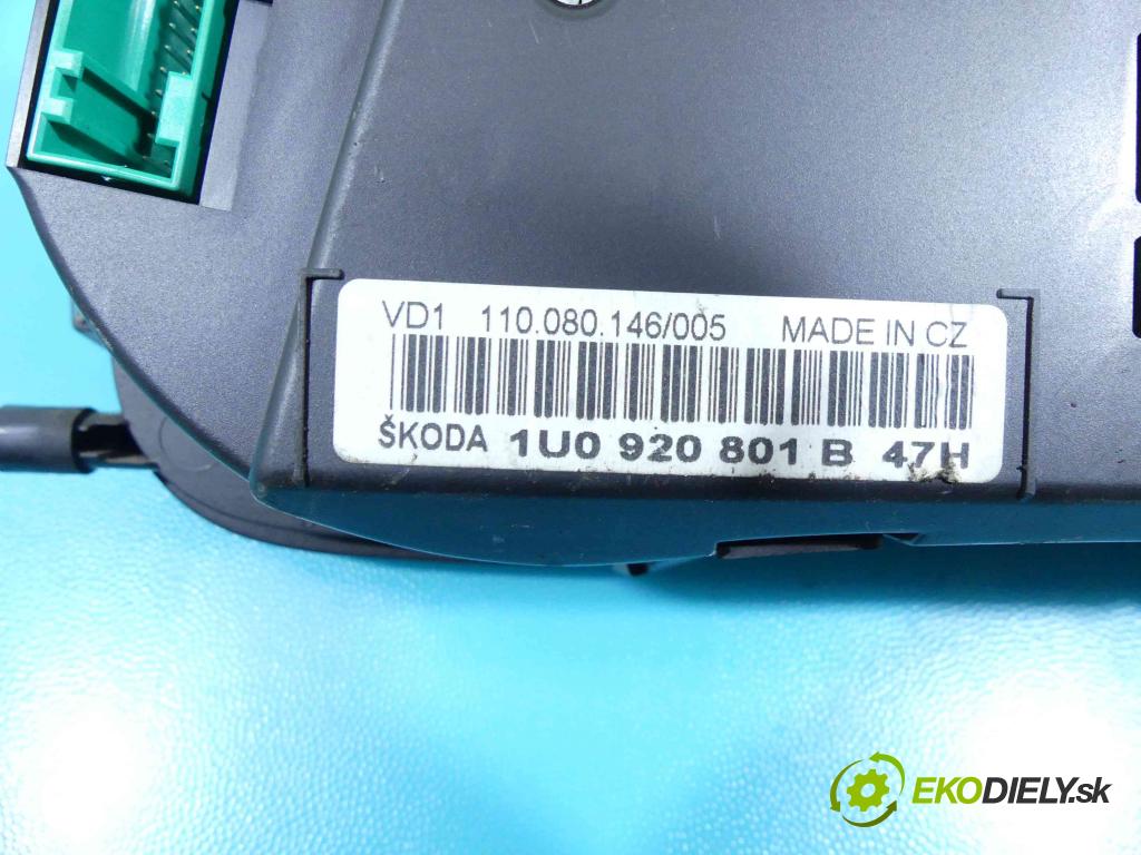 Skoda Octavia I 1996-2010 1.6 SR 101 HP manual 74 kW 1595 cm3 5- prístrojovka/ budíky 1U0920801B (Prístrojové dosky, displeje)