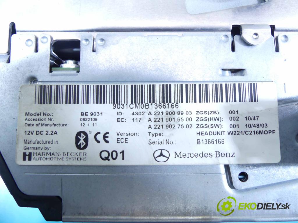 Mercedes S W221 2005-2013 2.1 cdi 204 HP automatic 150 kW 2143 cm3 4- Menič: cd A2219008903 (CD meniče)