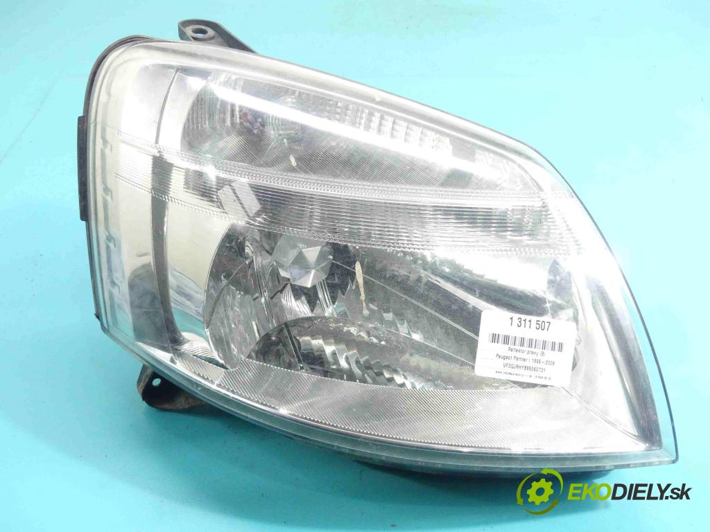 Peugeot Partner I 1996-2008 2.0 hdi 90 HP manual 66 kW 1997 cm3 5- Reflektor: pravý  (Pravé)