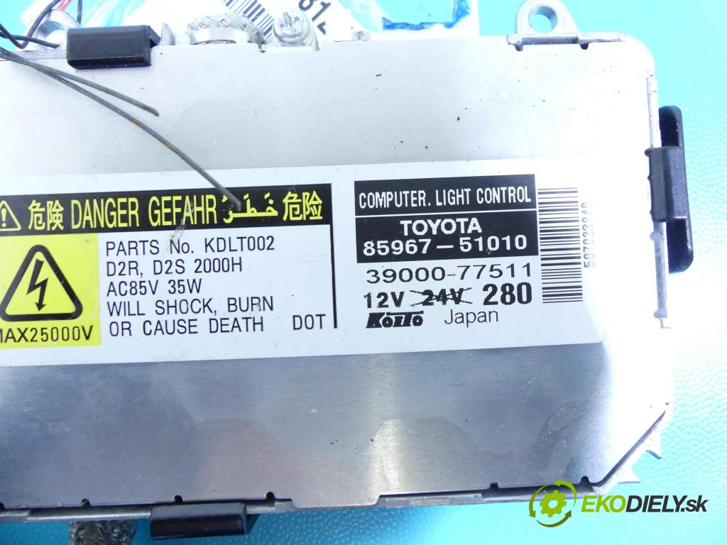 Lexus RX II 2003-2008 3.3 V6 232KM automatic 171 kW 3302 cm3 5- střídač: xenon 85967-51010 (Riadiace jednotky xenónu)